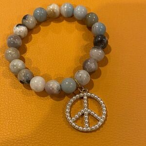 Peace Sign Beaded Bracelet - Multicolor